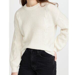 Splendid Natalia Ivory Cream Cable Knit Sweater, Size Medium